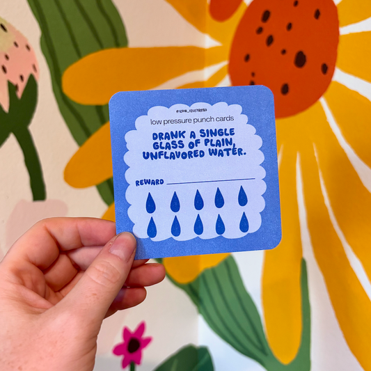 Blue drink water punch card