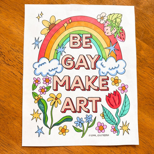 Be Gay Make Art Freebie Digital Coloring Page Download