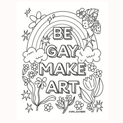 Be Gay Make Art Freebie Digital Coloring Page Download