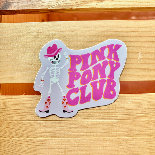Pink Pony Club dancing skeleton sticker