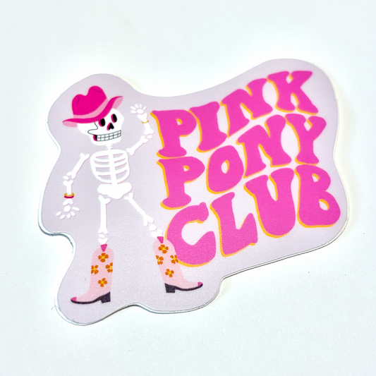 Pink pony club on white background