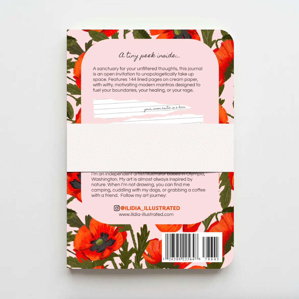 Floral notebook with a pink interior on a white background