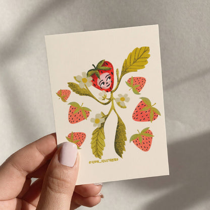 Strawberry Friend Mini Art Print