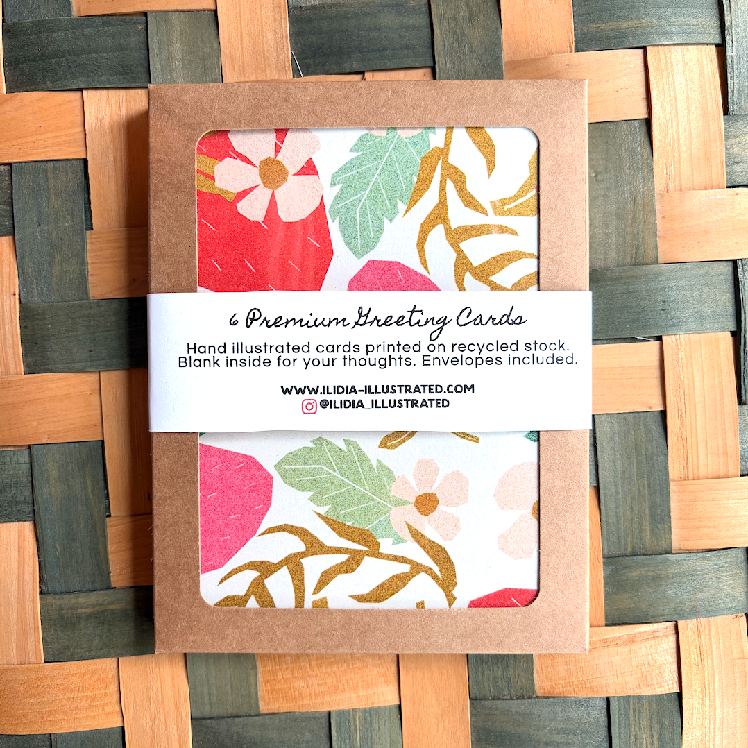Strawberry Pattern Print Boxed Card Set