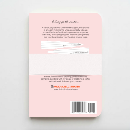 Backside of I'm weird journal pink