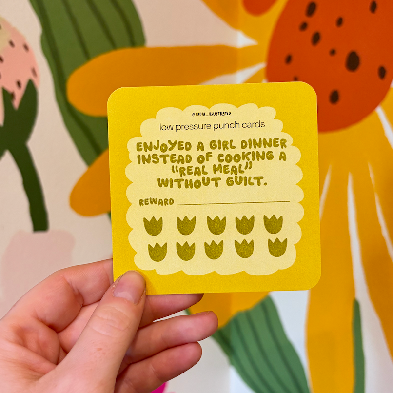 Yellow Girl Dinner Punch Card