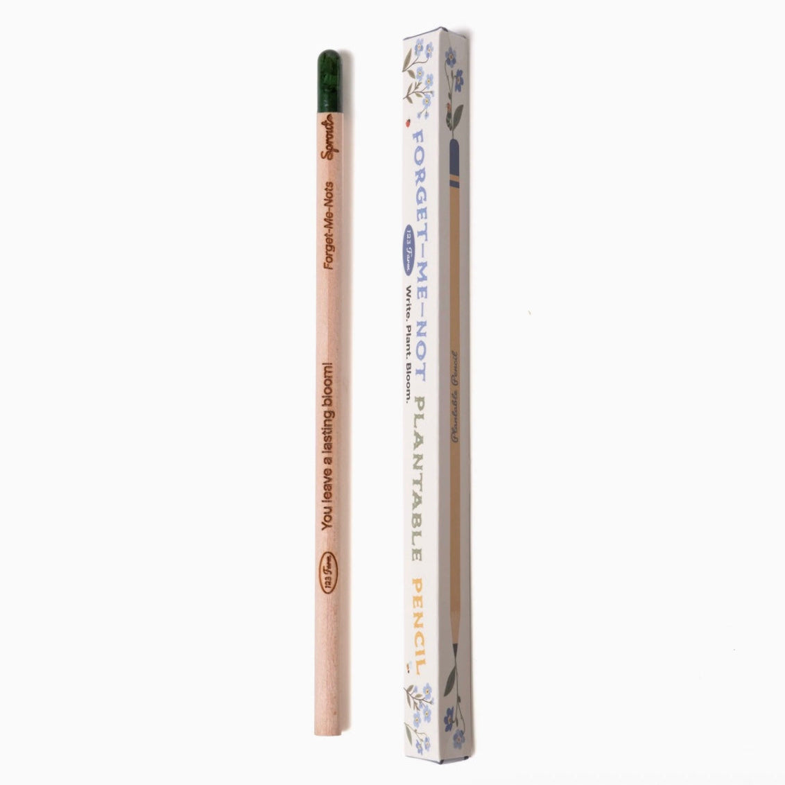 Plantable pencil with packaging on a white background