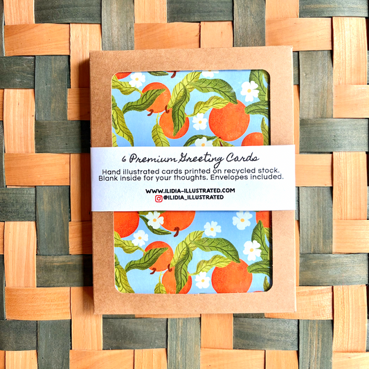 oranges greeting card set